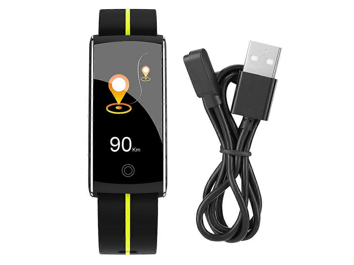 Relógio inteligente com tela colorida, Bluetooth, à prova d'água IP68, monitor de frequência cardíaca Ly Ebike (preto e verde)