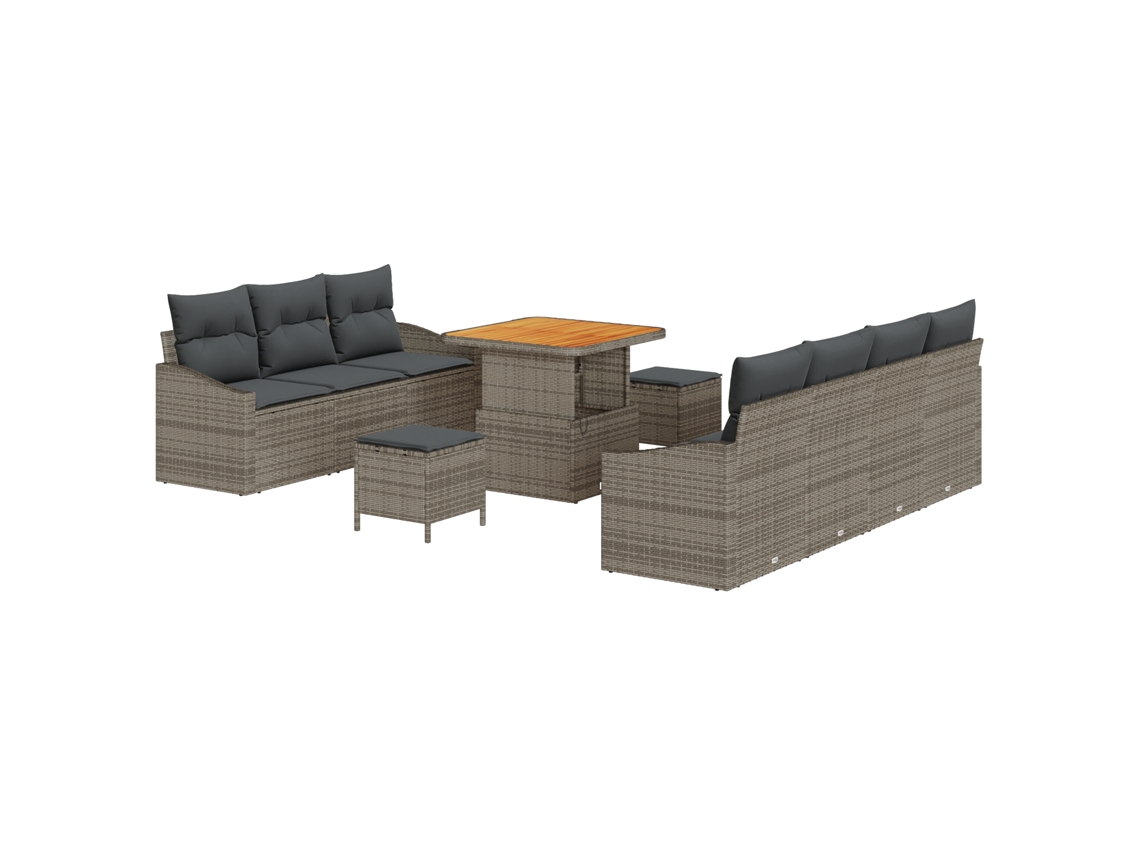 Conjunto 10 Conjunto De Sofá De Jardim Vidaxl Cinzento Vime Pe (233 X 62 X 85 Cm)