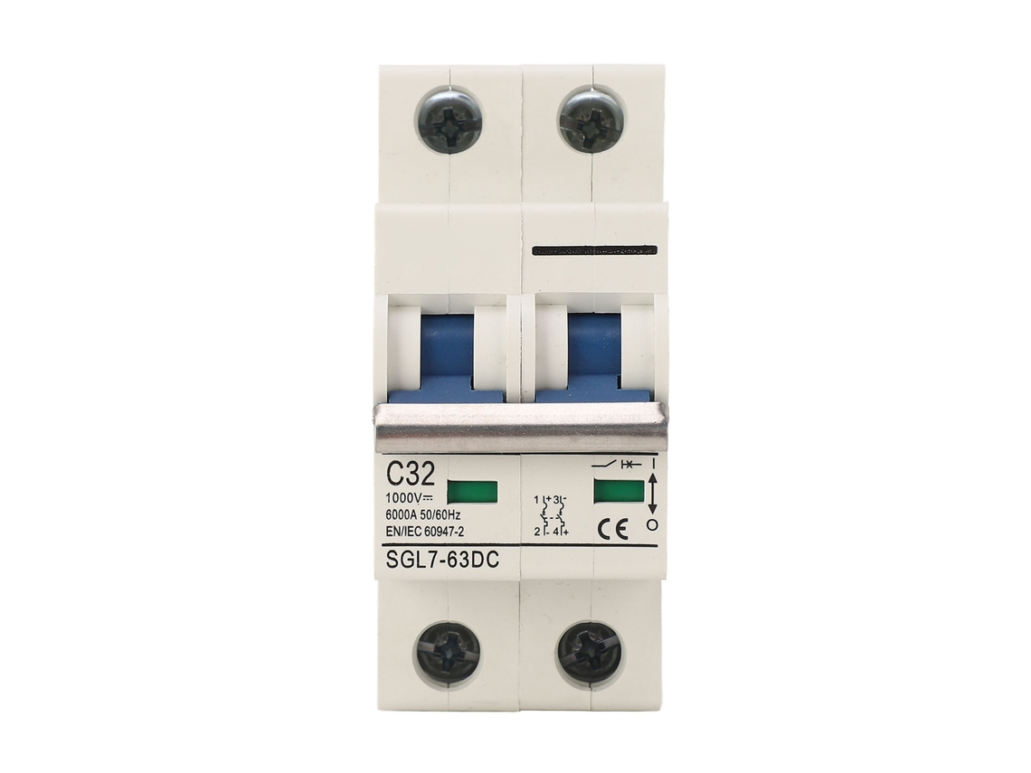 Laxiscreed Disjuntor 2p Dc 1000v Para Painéis Solares, Proteção 32a, Rutura 6ka