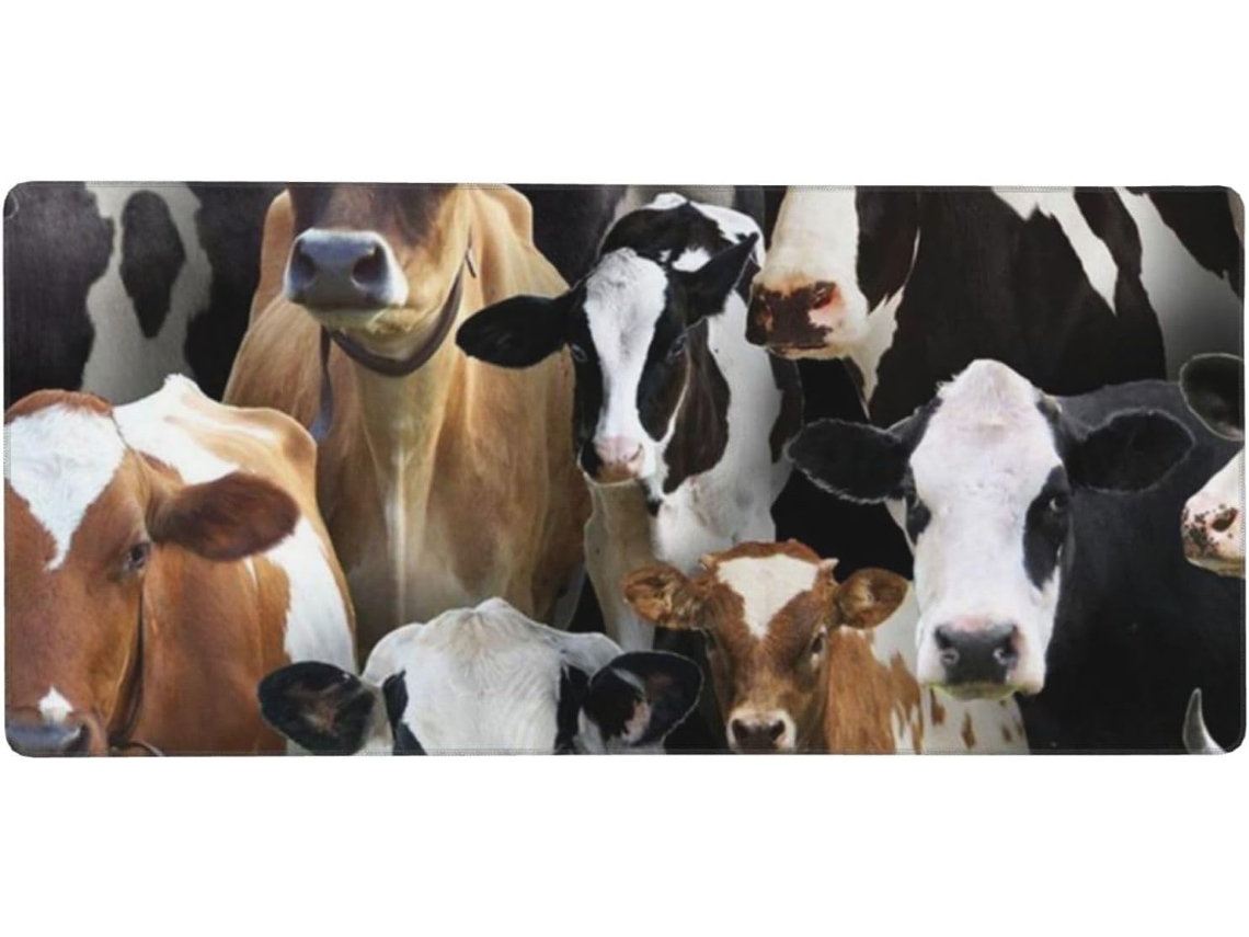 Mousepad para Computador de Grande Formato com Estampa Vacas Leiteiras, 40 X 90 Cm, Base Borracha Antiderrapan