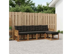 Vidaxl Conjunto De Sofás Para Exterior 5 Unid. Natural E Preto