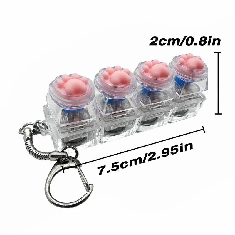 Chaveiro/pingente de Pata de Gato em Silicone Macio com Led, Ferramenta Antiestresse MDUG