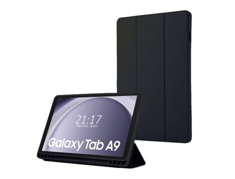Capa TUMUNDOSMARTPHONE Flip Inteligente para Samsung Galaxy Tab A9 Cor Preta