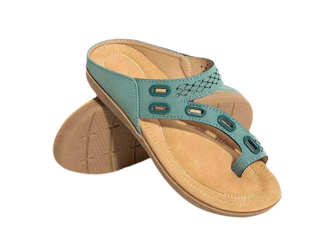Chinelos Orthopédicos Feminino de Verão Casual com Anel no Dedo Planos Slip On Verde Claro | S/MARCA
