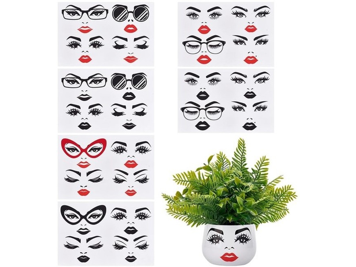 Escolha De Arte - Scheda De Decorar O Rosto Feminino - 6 Folhas - Plástico - Adesivos - Decoração - Dimensões 150 X 227 X 0,4 Mm