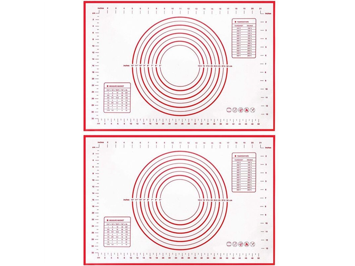 Conjunto De 2 Tapetes De Silicone Antiaderentes Com Medidas, Para Assar Pizza, Bolos E Pães