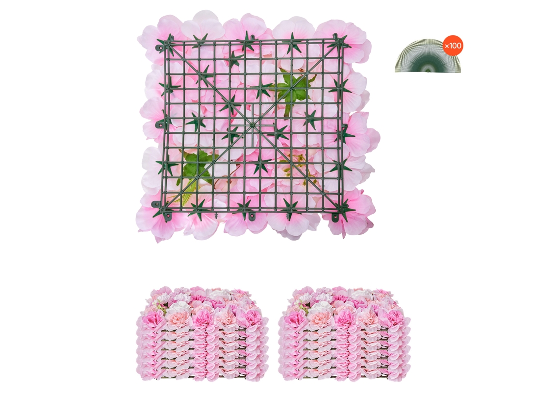 Painel 3d de Flores Artificiais para Parede 12 Peças 38 X Cm Fundo com Sem Costuras Instalação Fácil Casamentos, Casa, Jardim, Festas, Decoração, Rosa