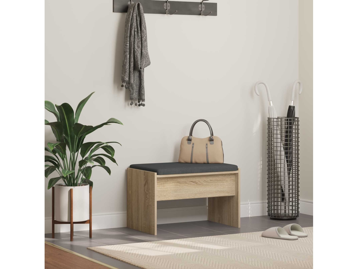 Vidaxl Banco De Hall Com Almofada Carvalho Sonoma 63 X 38 X 40 Cm