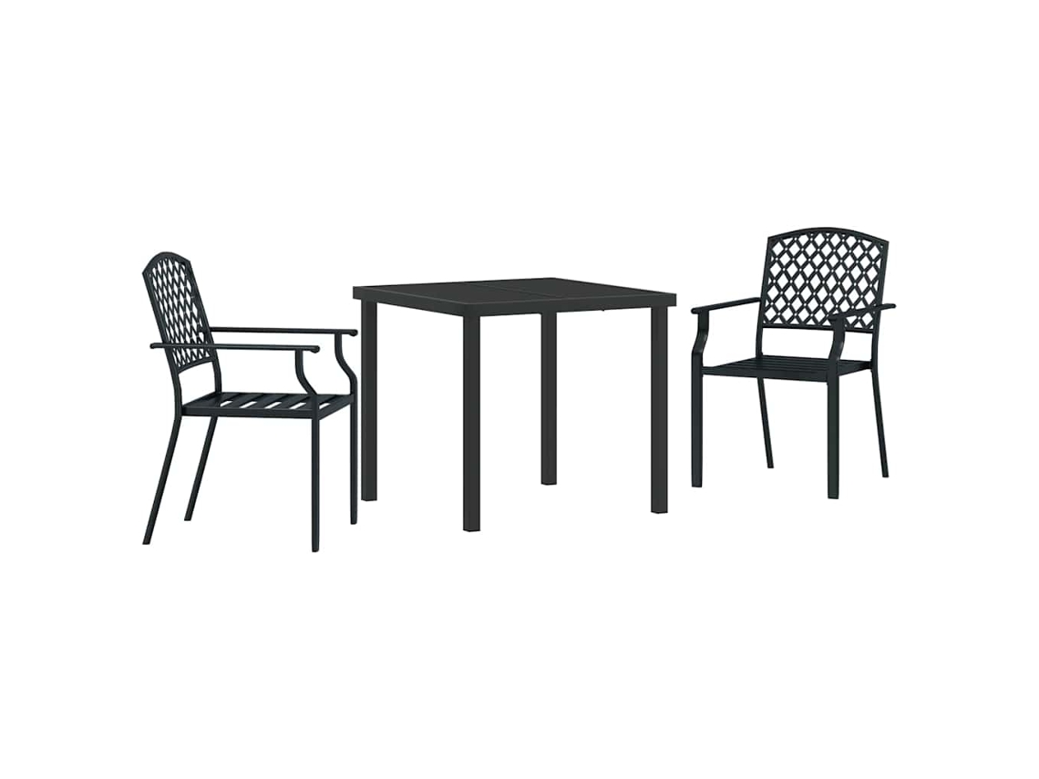 Conjunto 3 Conjunto De Jantar Para Exterior Vidaxl Antracite Aço (80 X 80 X 73 Cm)