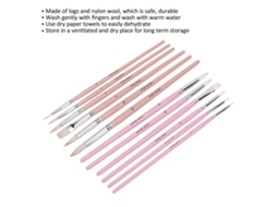 12pcs Cepillos De Pintura De Nylon Lavable Material Lana Nylon Colores Diferentes Set Ligero Para Arte (rosa Hibisco Púrpura)