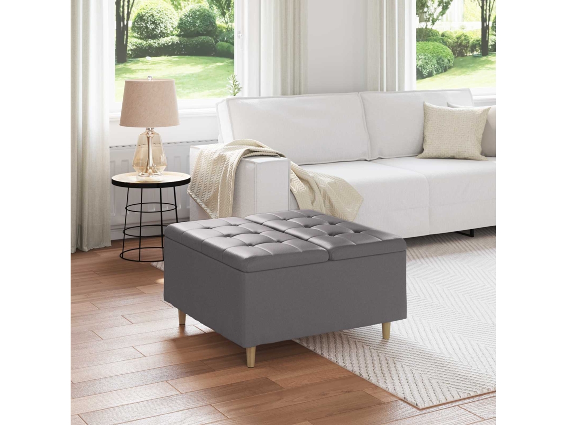 Vidaxl Otoman Com Armazenamento Cinzento 80 X 80 X 45 Cm