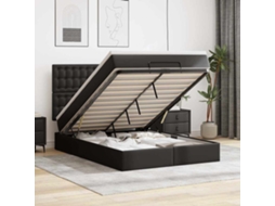 Estrutura De Cama Otomana Com Colchão 140x190 Cm Preta