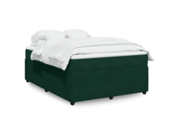 Vidaxl Cama com Molas/colchão 140x190 Cm Veludo Verde escuro