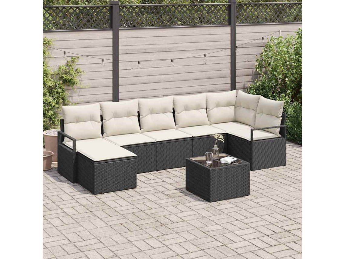 Vidaxl Conjunto De Sofás 8 Unid. Preto Vime Pe