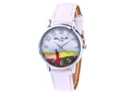 Relógio de quartzo unissex casual e moderno Zhoulianfa com pulseira de couro (branco)