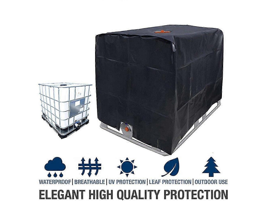 Capa protetora UV Omni-cover para tanque IBC de 1000 litros, em tecido Oxford 190T, resistente à água e ao desgaste, preta.