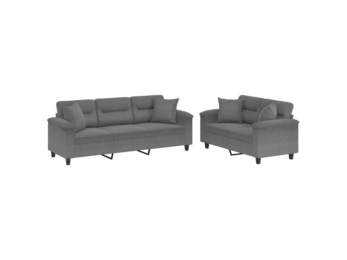 Conjunto de 2 Sofás com Almofadas Tecido Microfibra Preto MAISON EXCLUSIVE