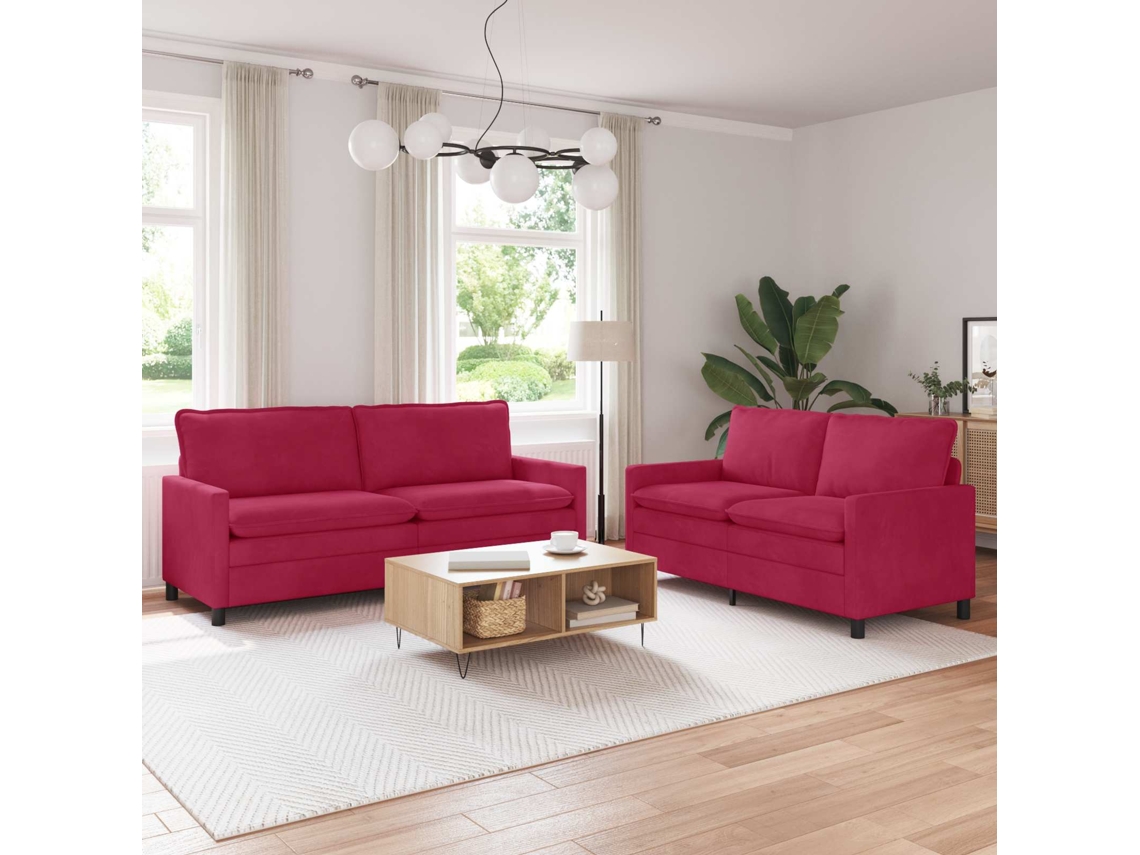 Vidaxl Conjunto De Sofás 2 Unid. Vinho Vermelho Veludo
