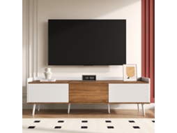 Móvel de TV para Tela de 80 polegadas, 180x32,5x50 cm, 3 Armários, 1 Gaveta, 5 Pés, Preto e Madeira KOMHTOM