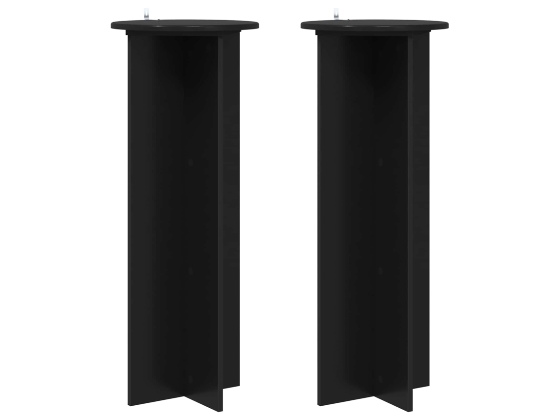 Conjunto 2 Suporte Moderno Para Plantas Vidaxl Preto Derivados De Madeira (ø40 X 100 Cm)