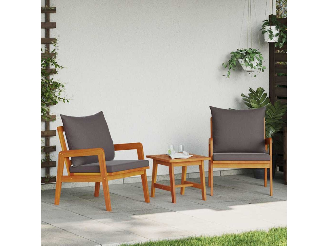 Vidaxl Conjunto Bistro 3 Unid. Castanho Madeira Sólida De Acácia