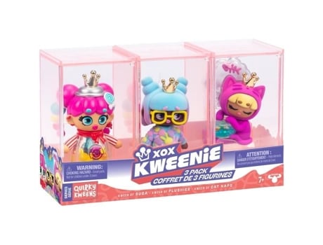Pacote de bonecas Xox Kweenie Quirky Series 13 cm Inclui 3 bonecas Acabamentos exclusivos