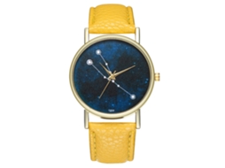 Relógio de Pulso Casal Taurus Constellation de Couro com Movimento de Quartzo Amarelo