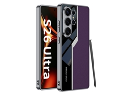 Capa Hexinyigjly Para Samsung S26 Ultra, Estrutura Tpu E Pele Pu, Fina, Antichoque Roxo