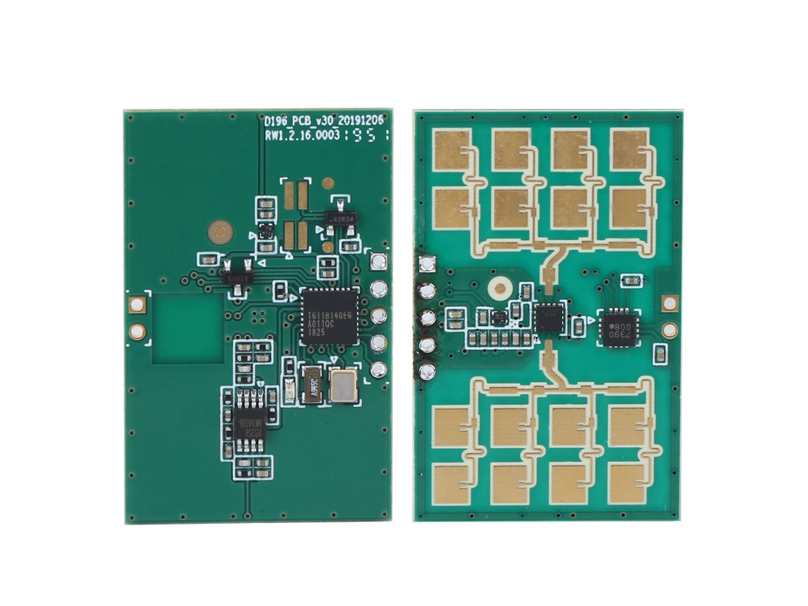 Módulo eletrogeomagnético com sensor de radar para automação industrial de baixa corrente de 24 GHz.