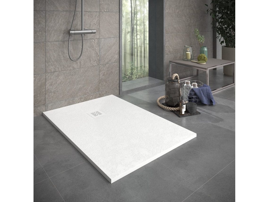 Base de Duche em Resina SIERRA Branca 70x80 Cm com grade RC