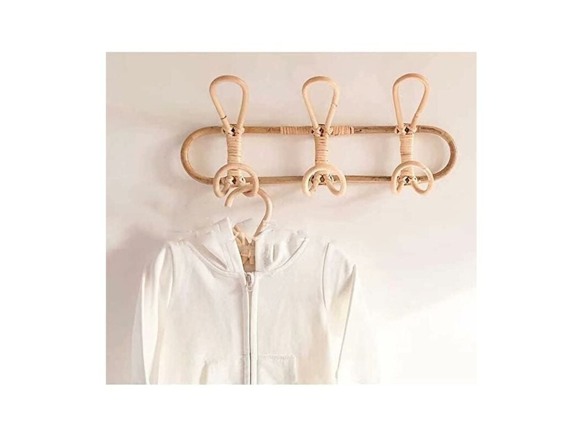 Cabides de Parede em Rattan para Casacos e Roupas Infantis, Incluindo Chapéus BRILVIBERA