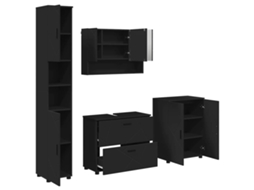 Maison Exclusive - Conjunto De Móveis Para Banheiro 4 Unid. Preto 35 X 30 X 192 Cm