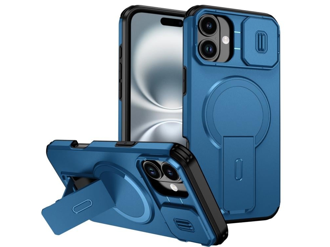 Capa Com Suporte Magsafe Para Iphone 16 Plus - Abertura Deslizante Com Proteção De Câmara