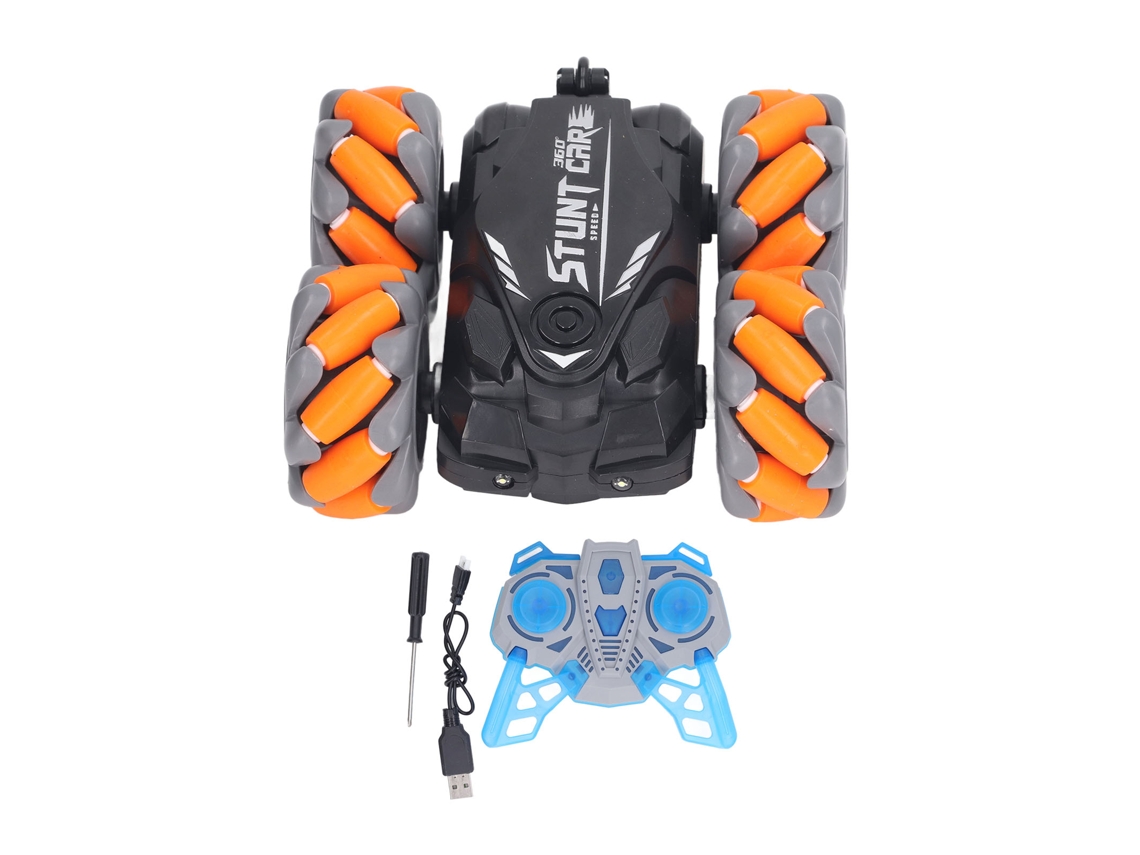Carro de acrobacias ATS RC 4WD com giro, flip, recarregável, controle remoto 2.4G, drift para crianças, laranja.