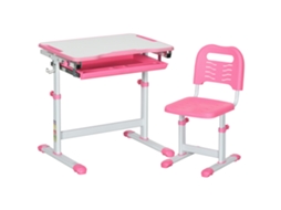 Mesa Infantil ajustável com Cadeira, Tampo Inclinável, 66x47x52 77 cm, Rosa CHEZMOI