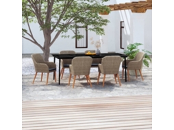 Vidaxl 7 Pcs Conjunto De Jantar Para Jardim Com Almofadões Castanho