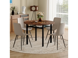 Este Conjunto De Mesa De Jantar Redonda, Moderna E Minimalista, Tem 100 Cm De Diâmetro, Sendo Perfeito Para Utilizar Em Restaurantes.
