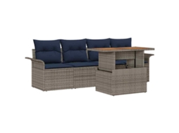Maison Exclusive - Conjunto De Sofá De Jardim 5 Pcs Cinzento E Azul Marinho