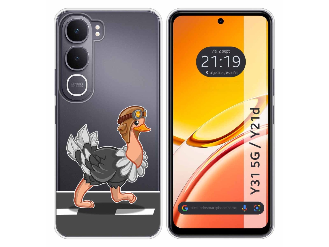 Capa Tumundosmartphone De Silicone Transparente Para Vivo Y31 5g / Y21d Com Estampa De Avestruz Em Desenho Animado