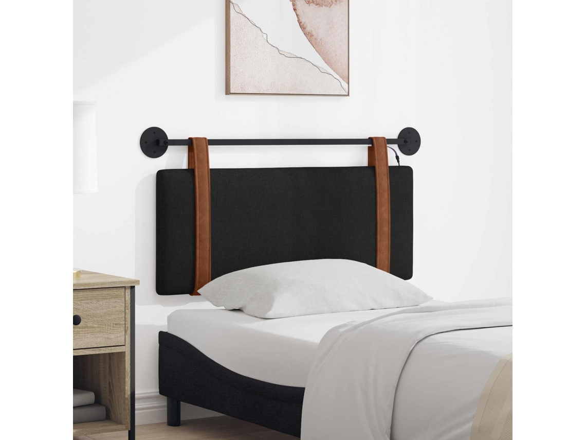 Vidaxl Cabeceira Suspensa Com Luz Led Preto Pu Antigo
