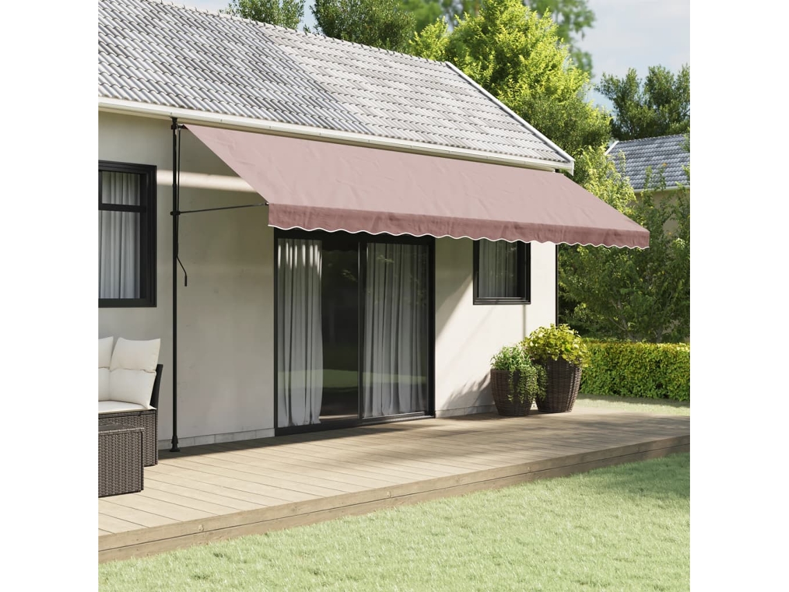 Vidaxl Tecido De Substituição Para Sanefa De Toldo 480x20 Cm Riscas Castanho