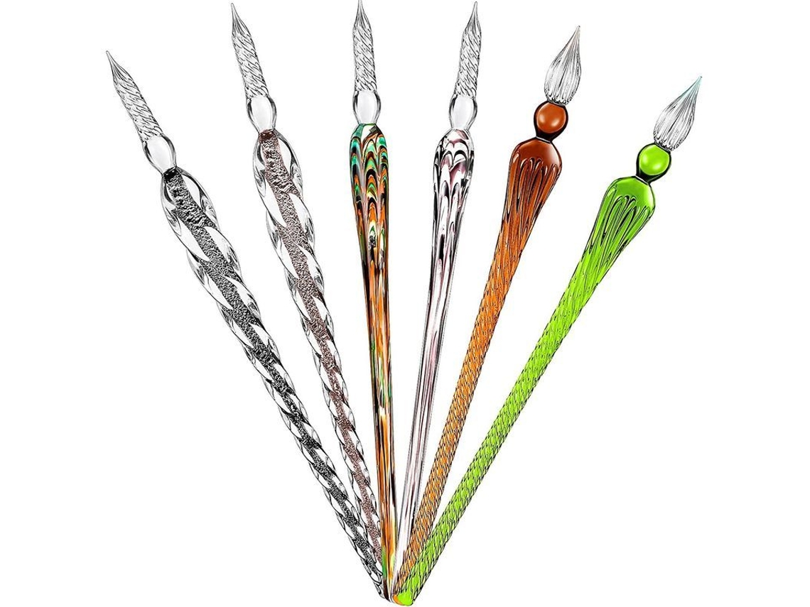 2026 caneta de Vidro em Borosilicato Manual 6 Cores Caneta de Dipingue para Caligrafia Assinatura Presente