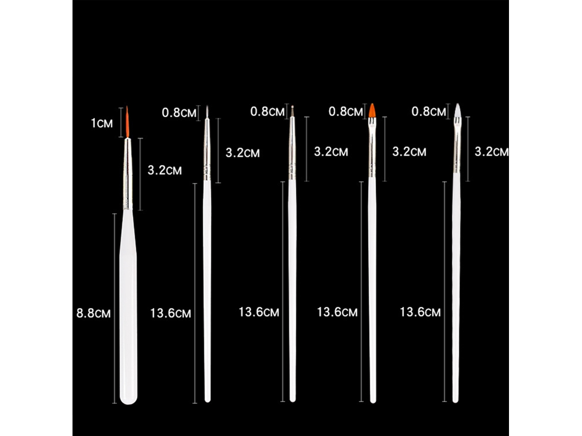 Kit De 15 Pinceis Para Arte De Unhas Caneta De Pintura Com Luz Terapia Pincel Para Desenhos Pontos E Strass