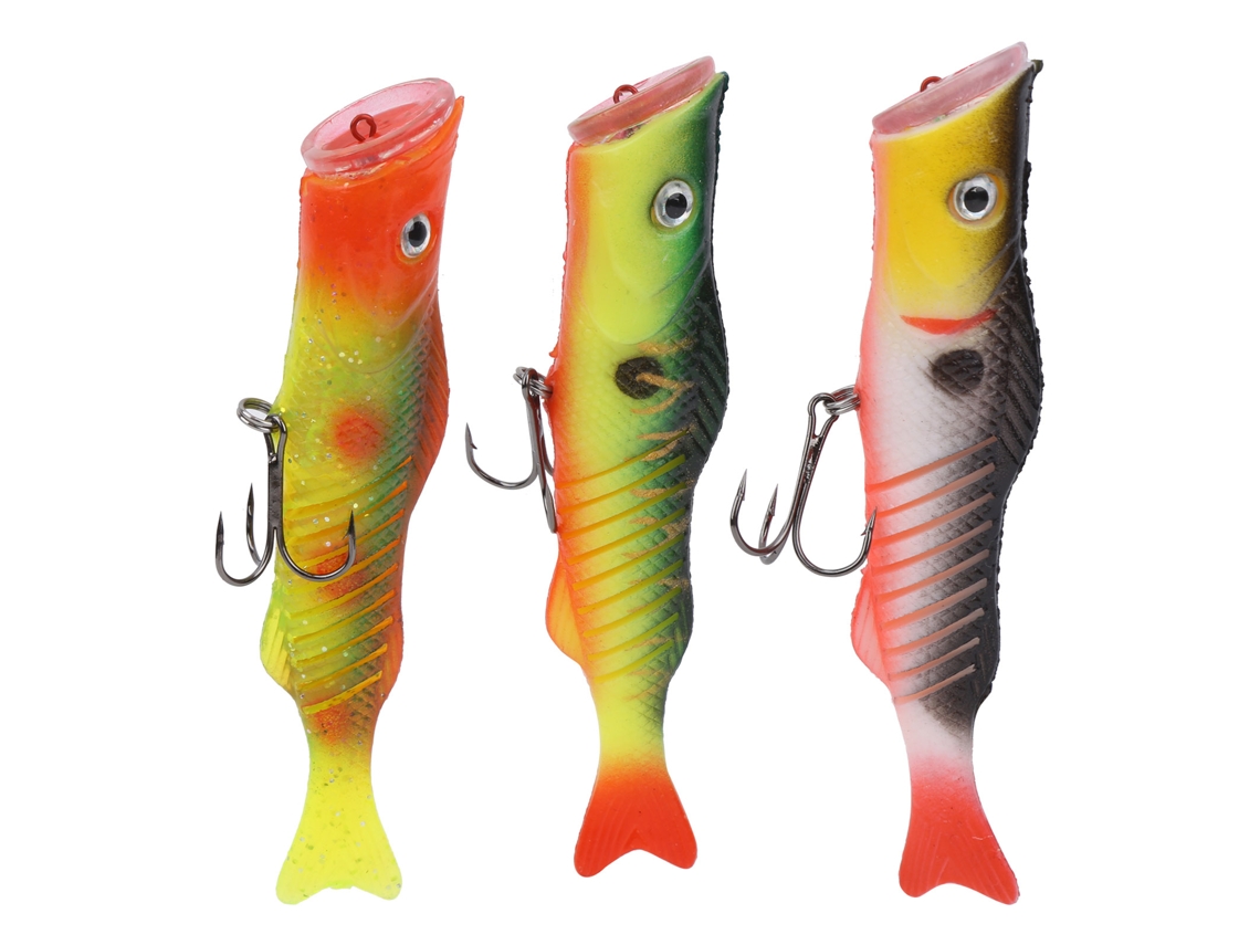 Isca de Pesca Popper Flutuante com 3 Anzóis Triplos