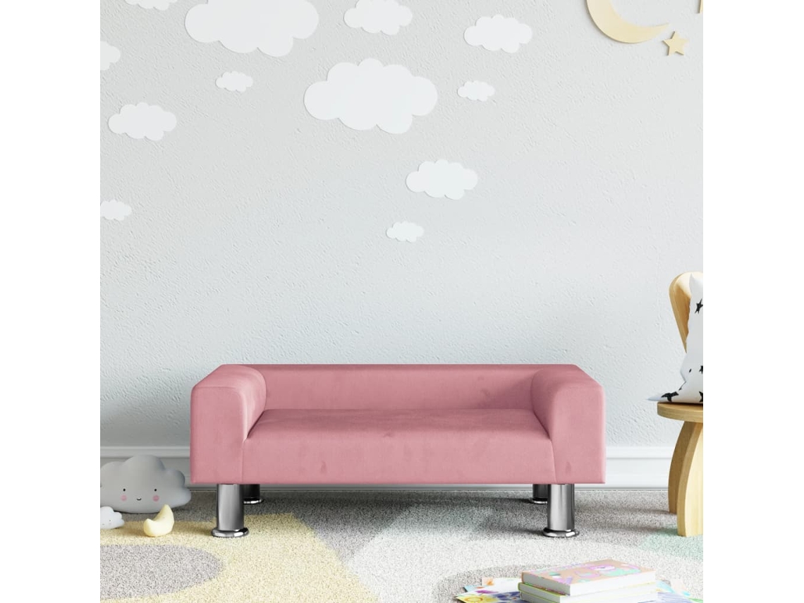 Sofá Infantil | Sofá Para Crianças 70x45x26,5 Cm Veludo Rosa Wsd977030 Lovely Home