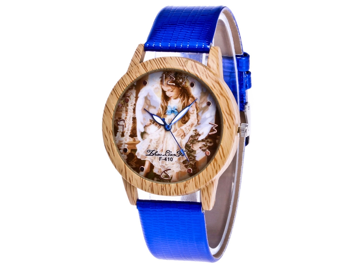 Reloj De Pulsera Analógico De Cuarzo Con Dial Redondo Moda (azul)
