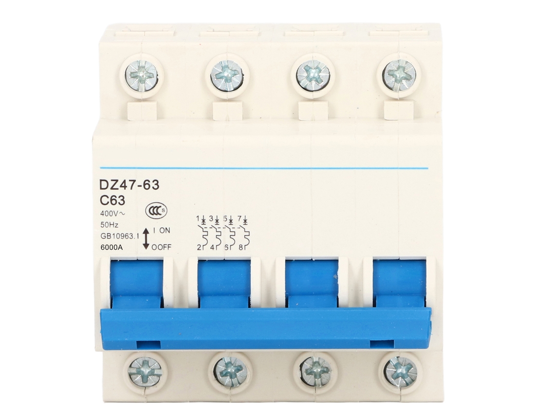 Interruptor de Circuito Mini 4 Polos 63a Protector de Corrente para Residências 400v