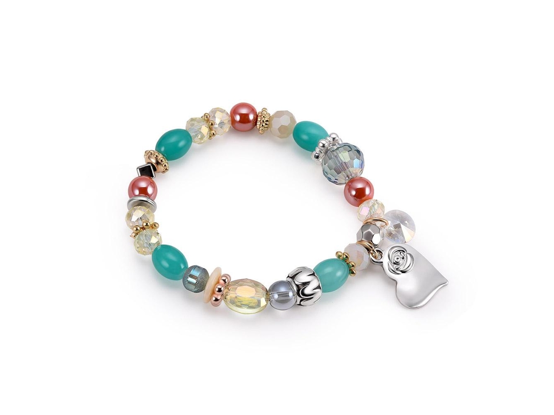 Pulseira Com Cristal Colorido E Pingentes De Tassel