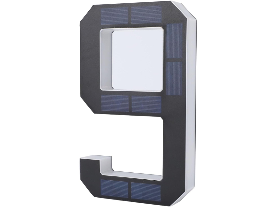 Número 9da Casa Vbestlife Com Led Solar De 9 Polegadas Uso Externo, Placa De Endereço Iluminada À Prova D Água Com
