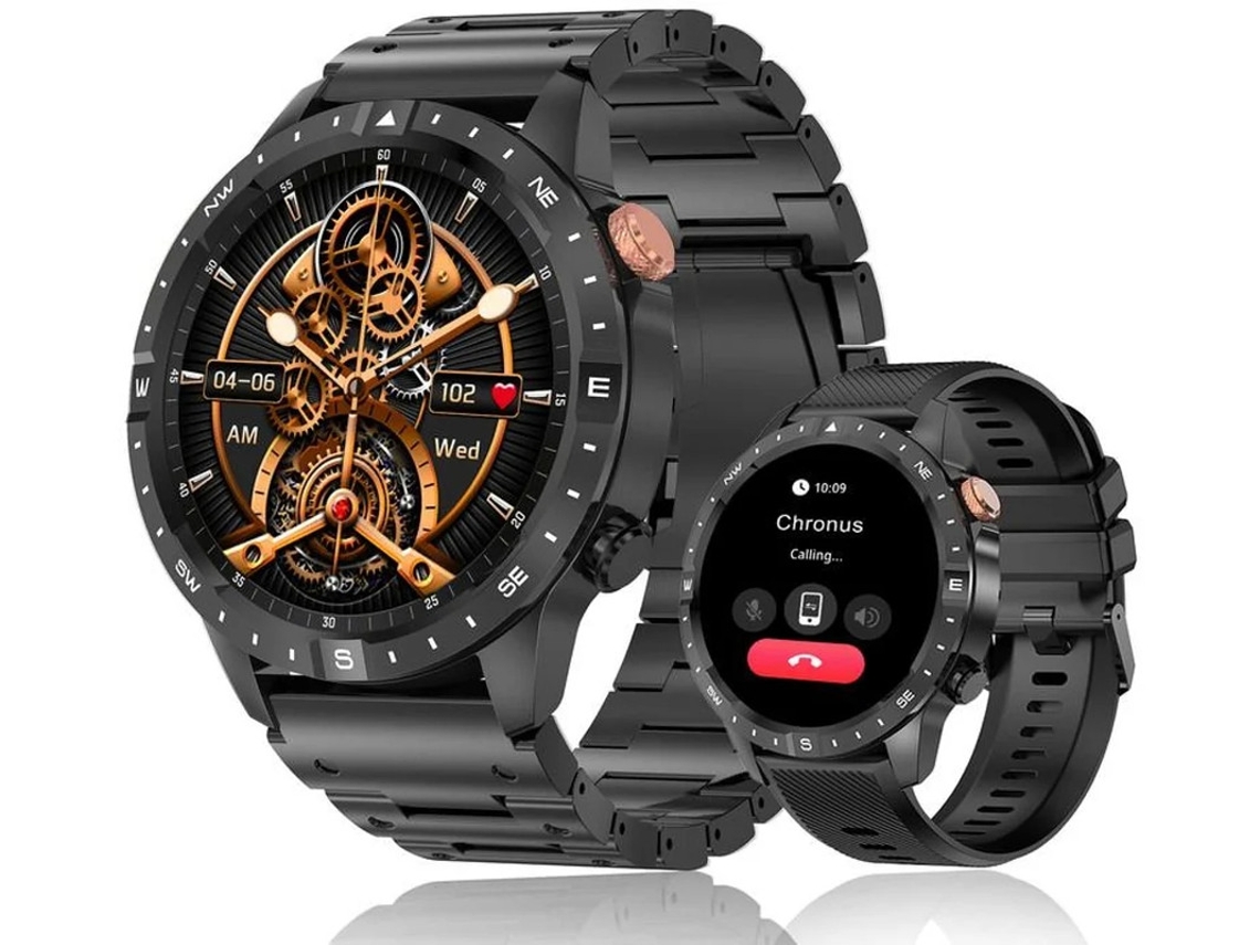 Relógio inteligente Bestvite AK57 com tela AMOLED HD de 1,43 polegadas e chamadas Bluetooth, preto